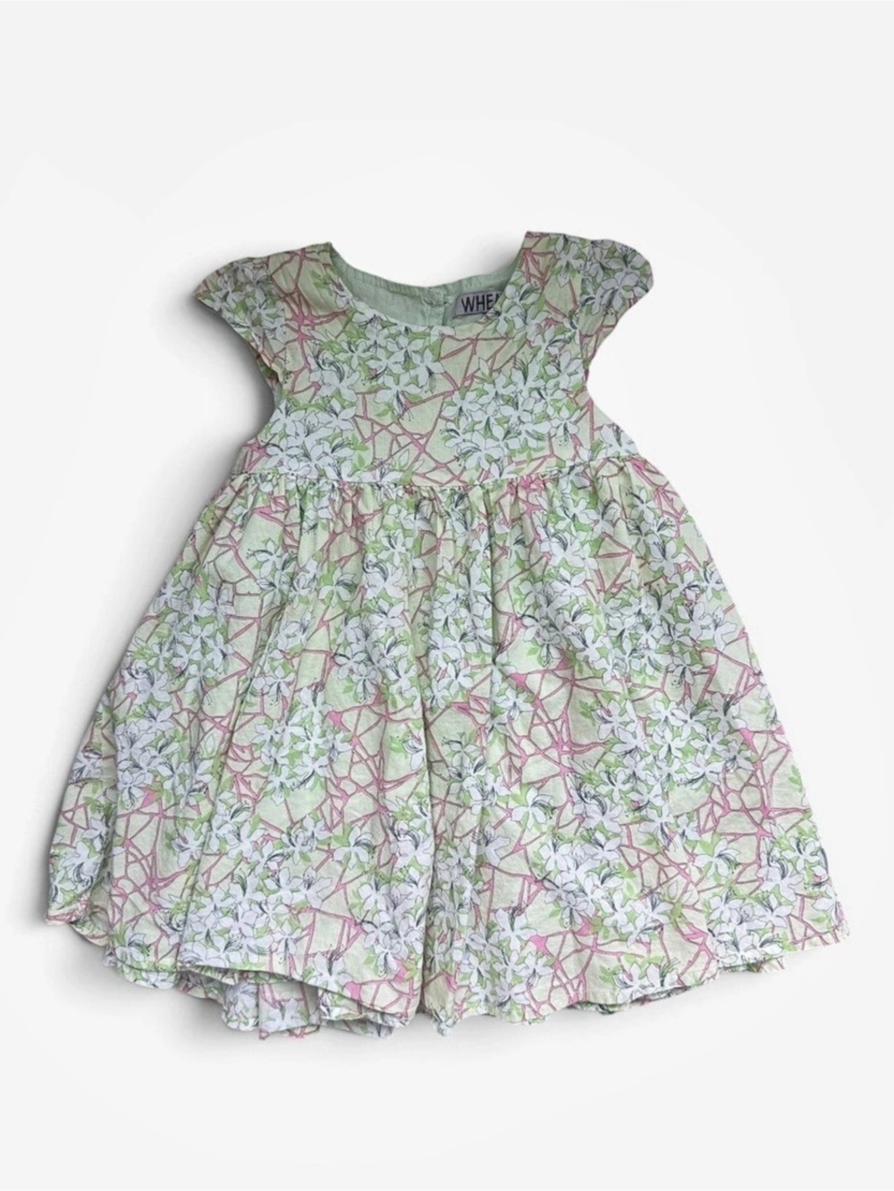 Wheat Floral Green & Pink Girls' Dress